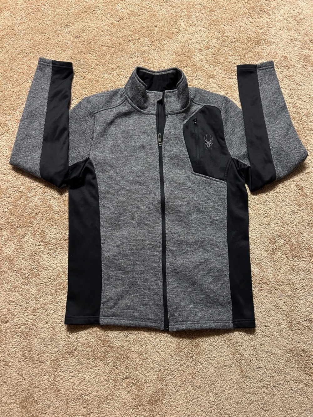 Spyder Gray and Black Performance Full Zip Jacket